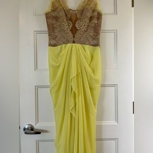 BCBG MAXAZRIA pale yellow gown